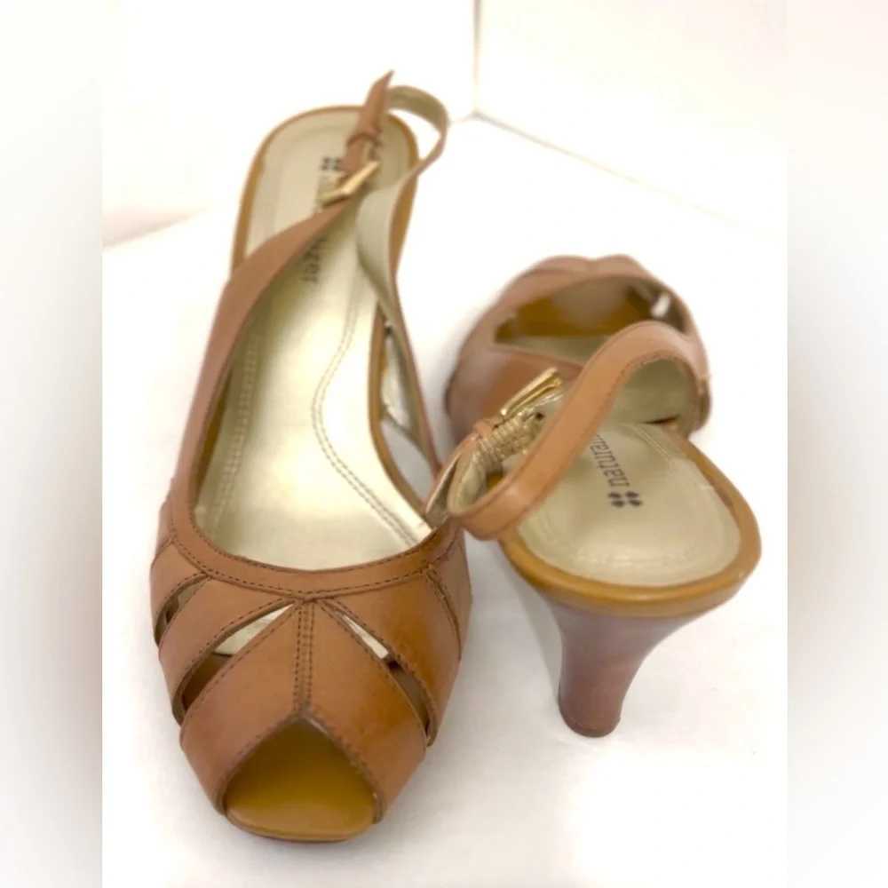Naturalizer Brown Peep-Toe Slingback Heels - Picture 4 of 6
